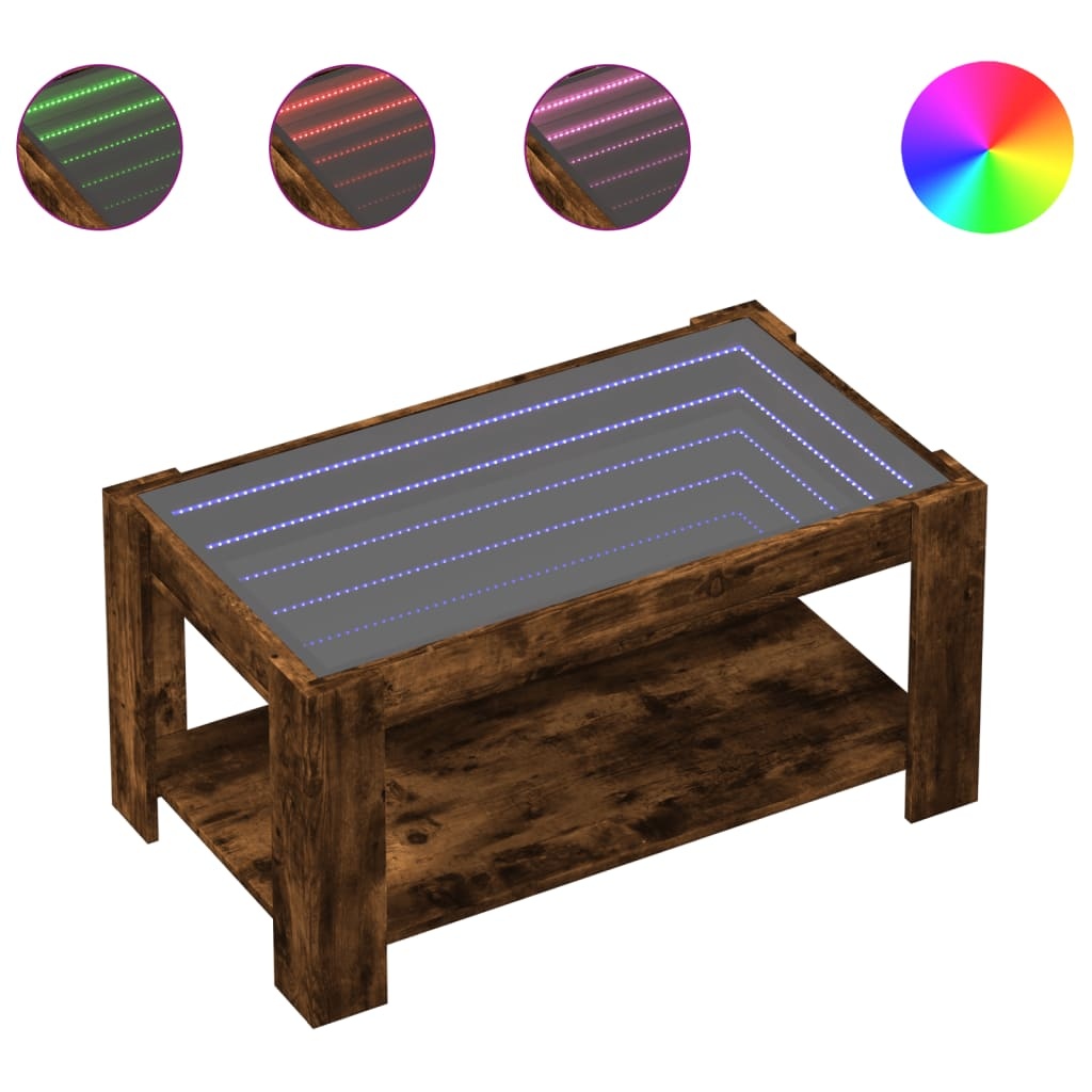 VidaXL Salontafel met LED 93x53x45 cm bewerkt hout gerookt eikenkleur