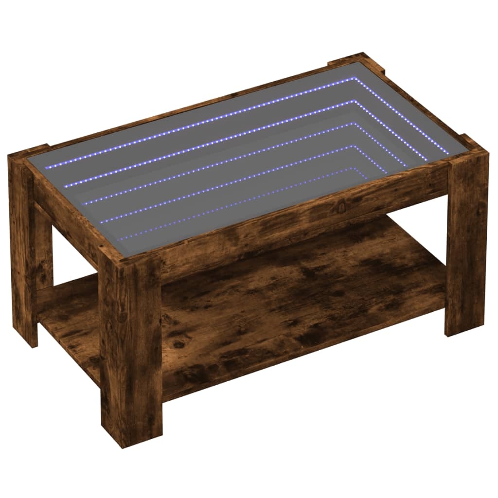 VidaXL Salontafel met LED 93x53x45 cm bewerkt hout gerookt eikenkleur