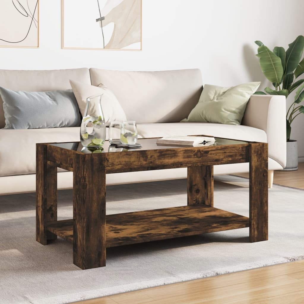 VidaXL Salontafel met LED 93x53x45 cm bewerkt hout gerookt eikenkleur