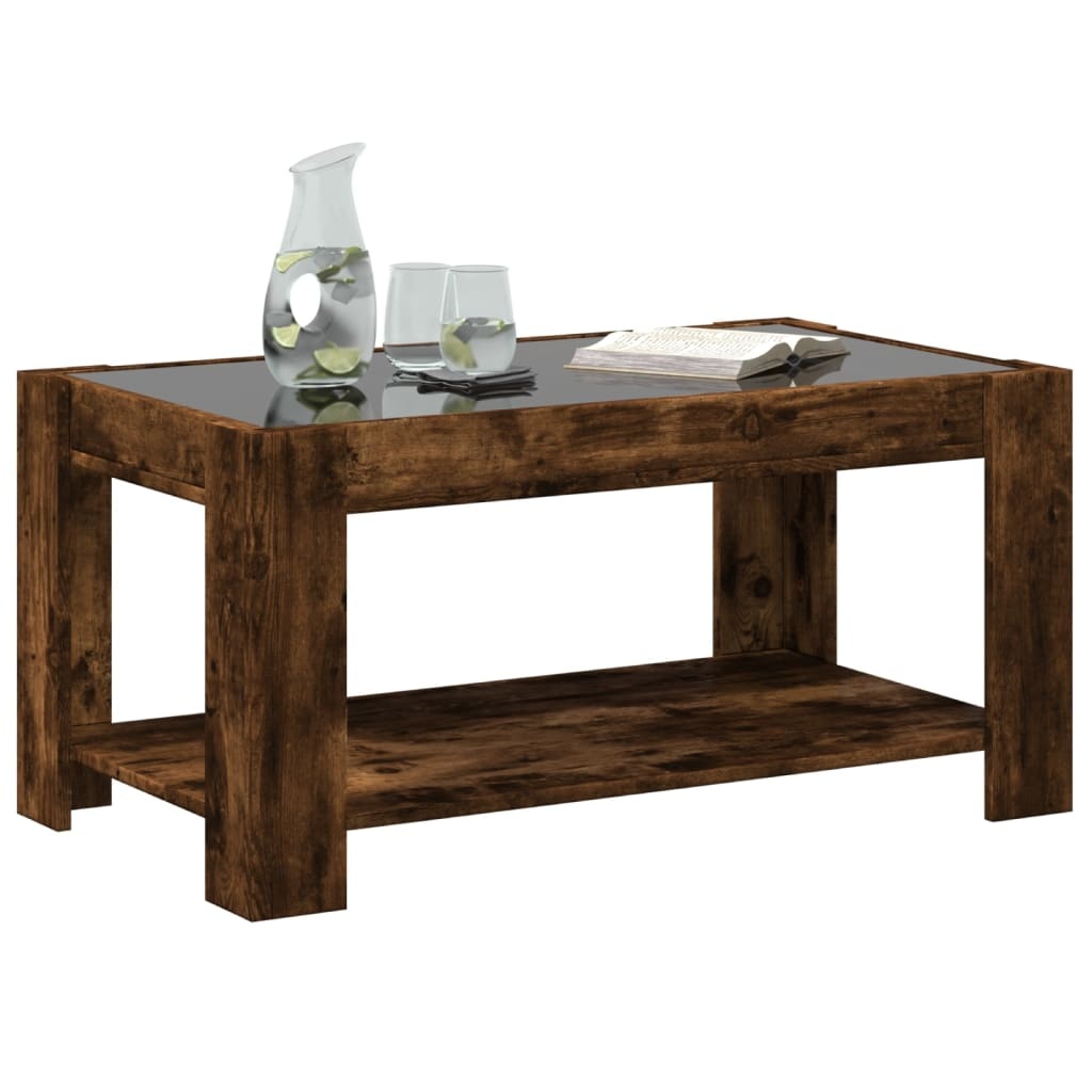 VidaXL Salontafel met LED 93x53x45 cm bewerkt hout gerookt eikenkleur