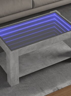 VidaXL Salontafel met LED 93x53x45 cm bewerkt hout betongrijs