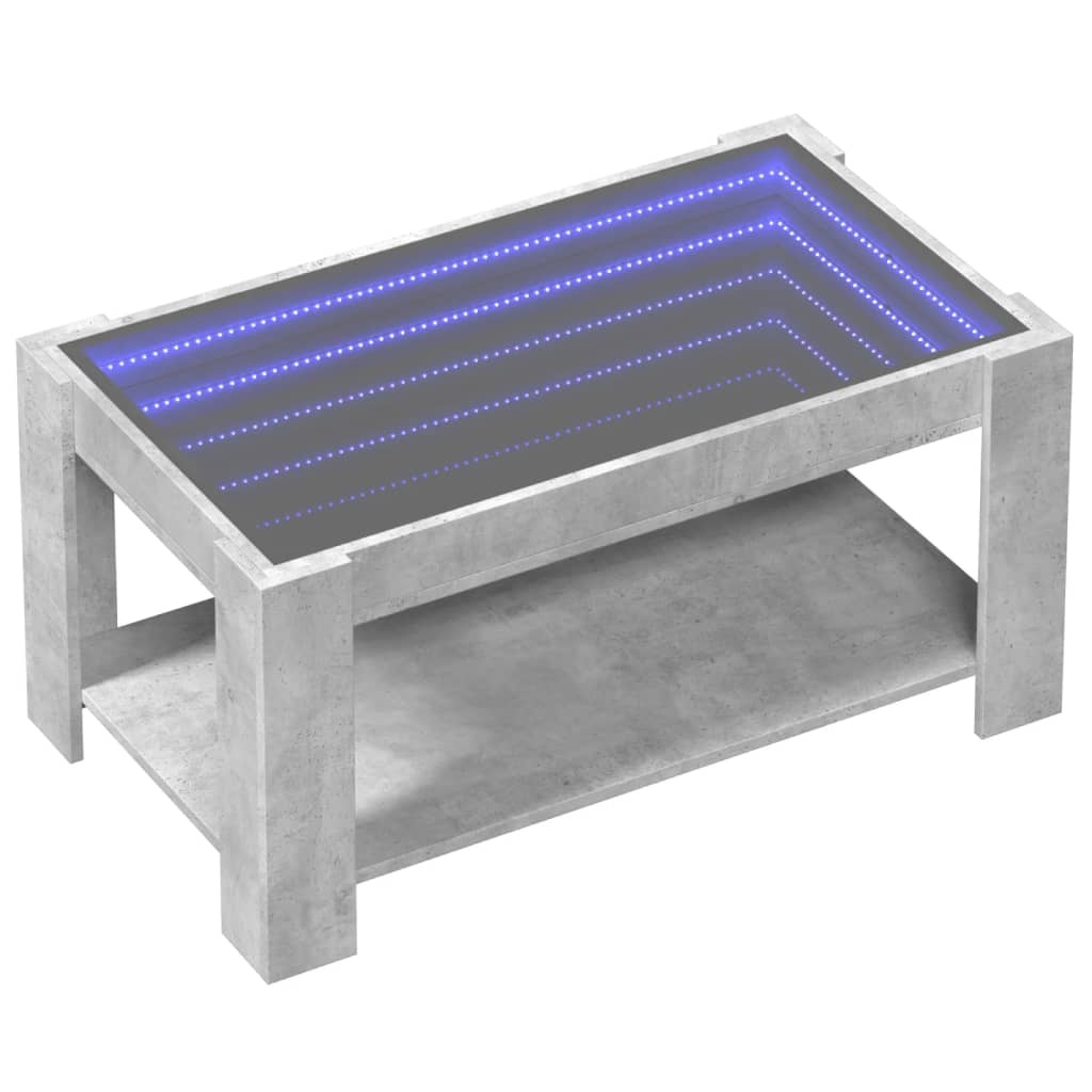 VidaXL Salontafel met LED 93x53x45 cm bewerkt hout betongrijs