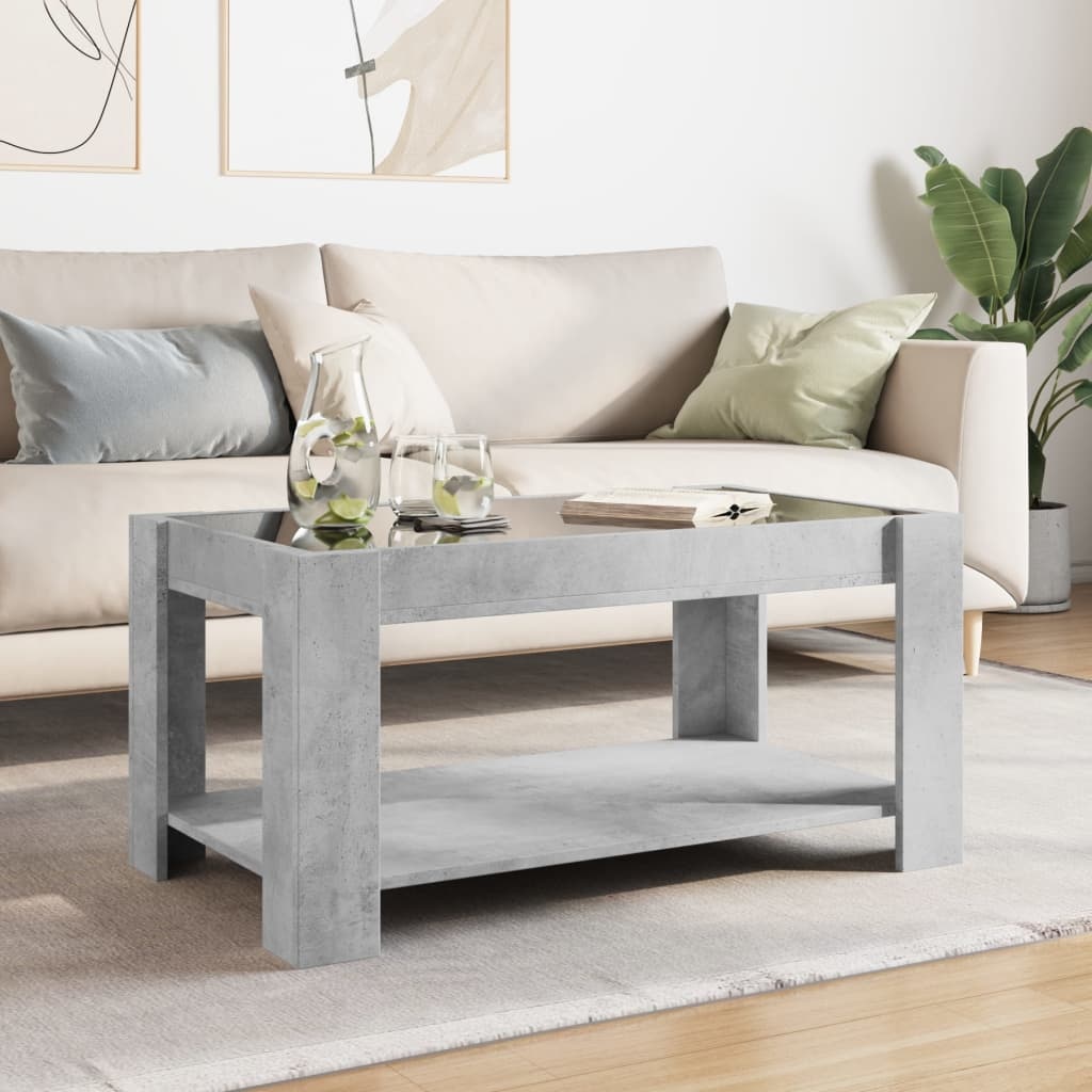 VidaXL Salontafel met LED 93x53x45 cm bewerkt hout betongrijs