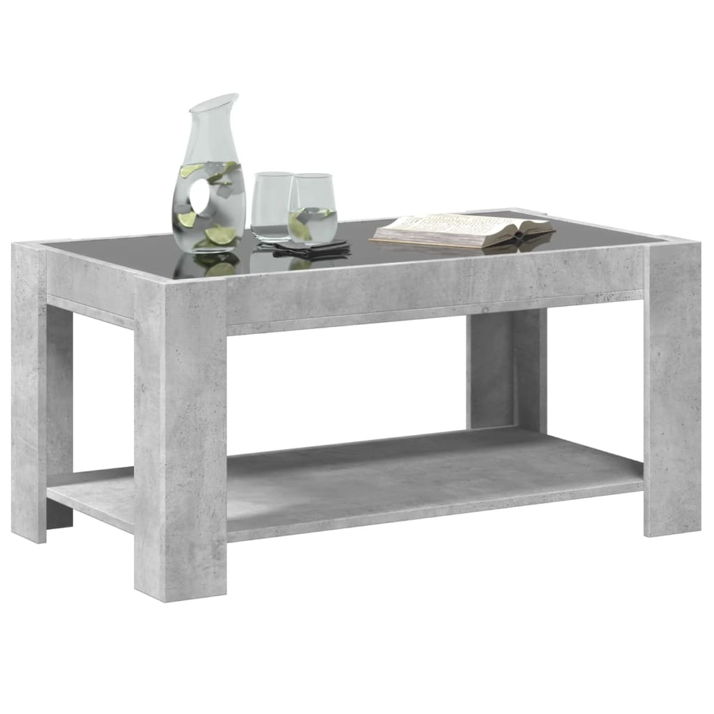 VidaXL Salontafel met LED 93x53x45 cm bewerkt hout betongrijs