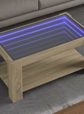 VidaXL Salontafel met LED 93x53x45 cm bewerkt hout sonoma eikenkleurig