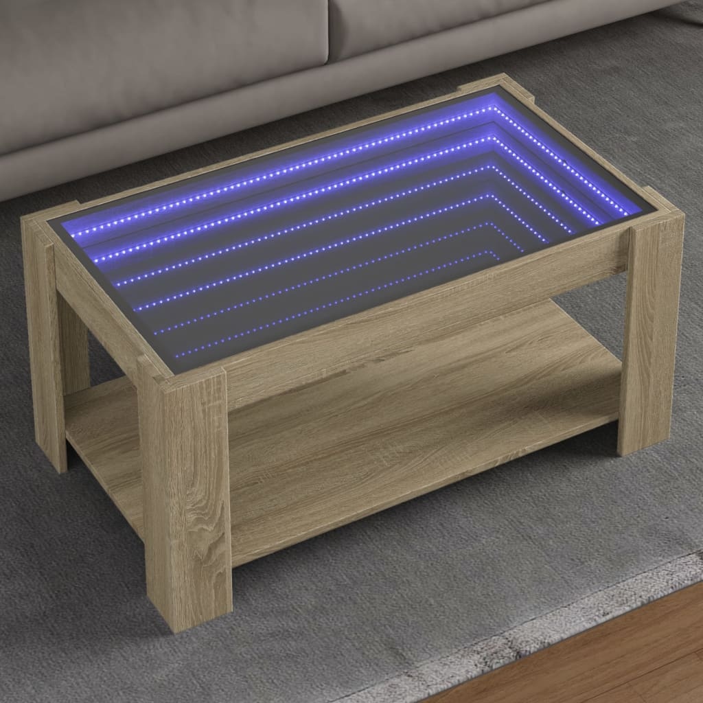 VidaXL Salontafel met LED 93x53x45 cm bewerkt hout sonoma eikenkleurig