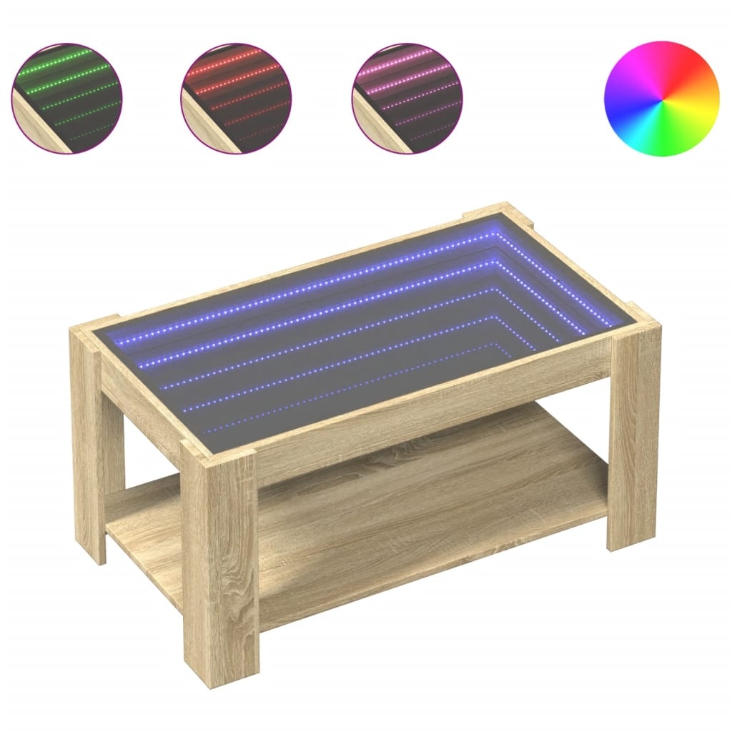 VidaXL Salontafel met LED 93x53x45 cm bewerkt hout sonoma eikenkleurig