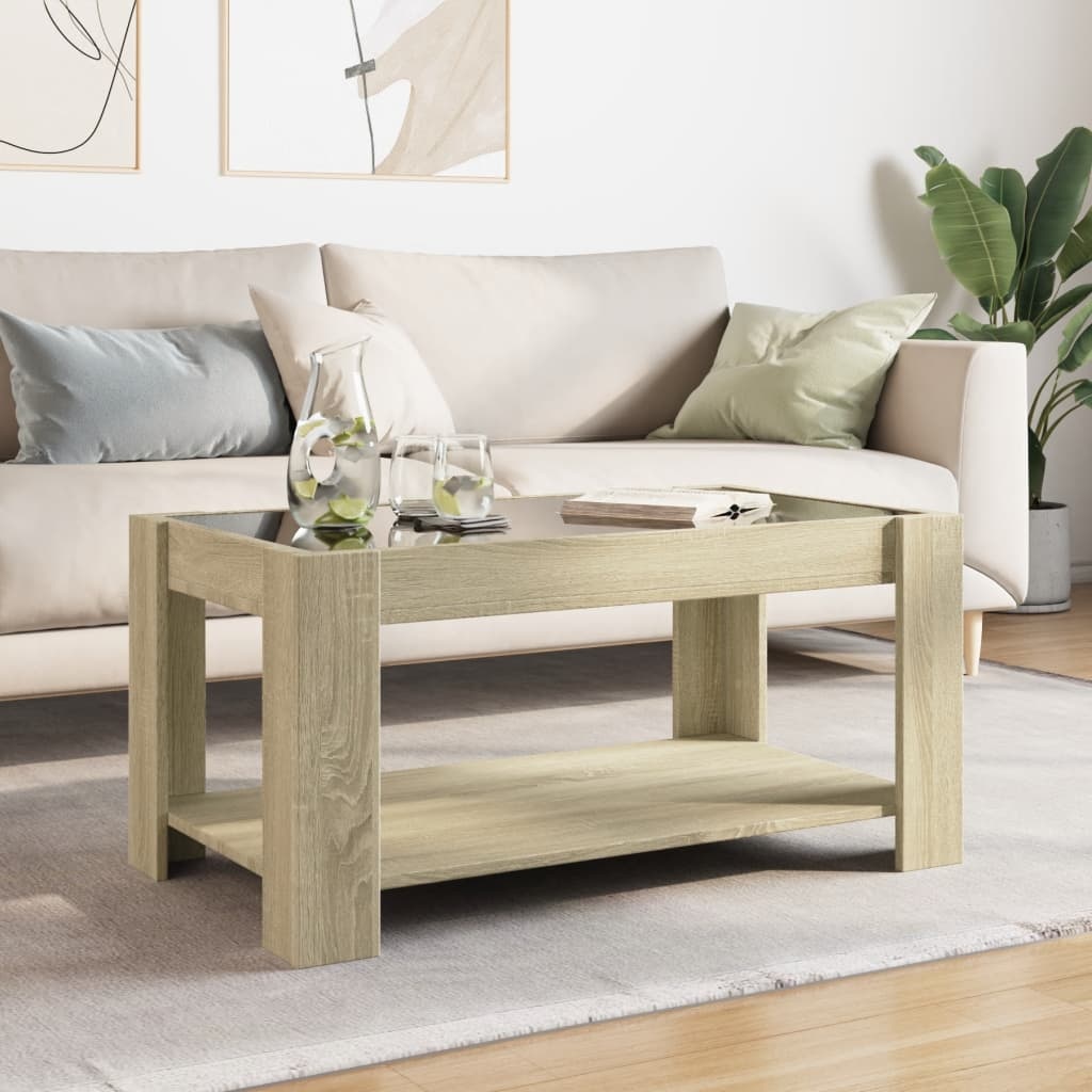 VidaXL Salontafel met LED 93x53x45 cm bewerkt hout sonoma eikenkleurig