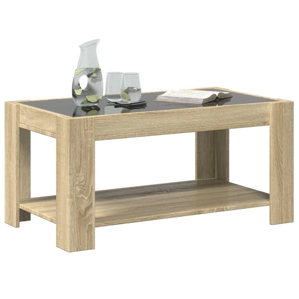 VidaXL Salontafel met LED 93x53x45 cm bewerkt hout sonoma eikenkleurig