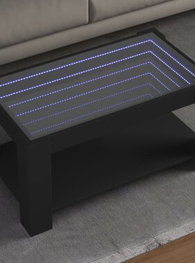VidaXL Salontafel met LED 93x53x45 cm bewerkt hout zwart
