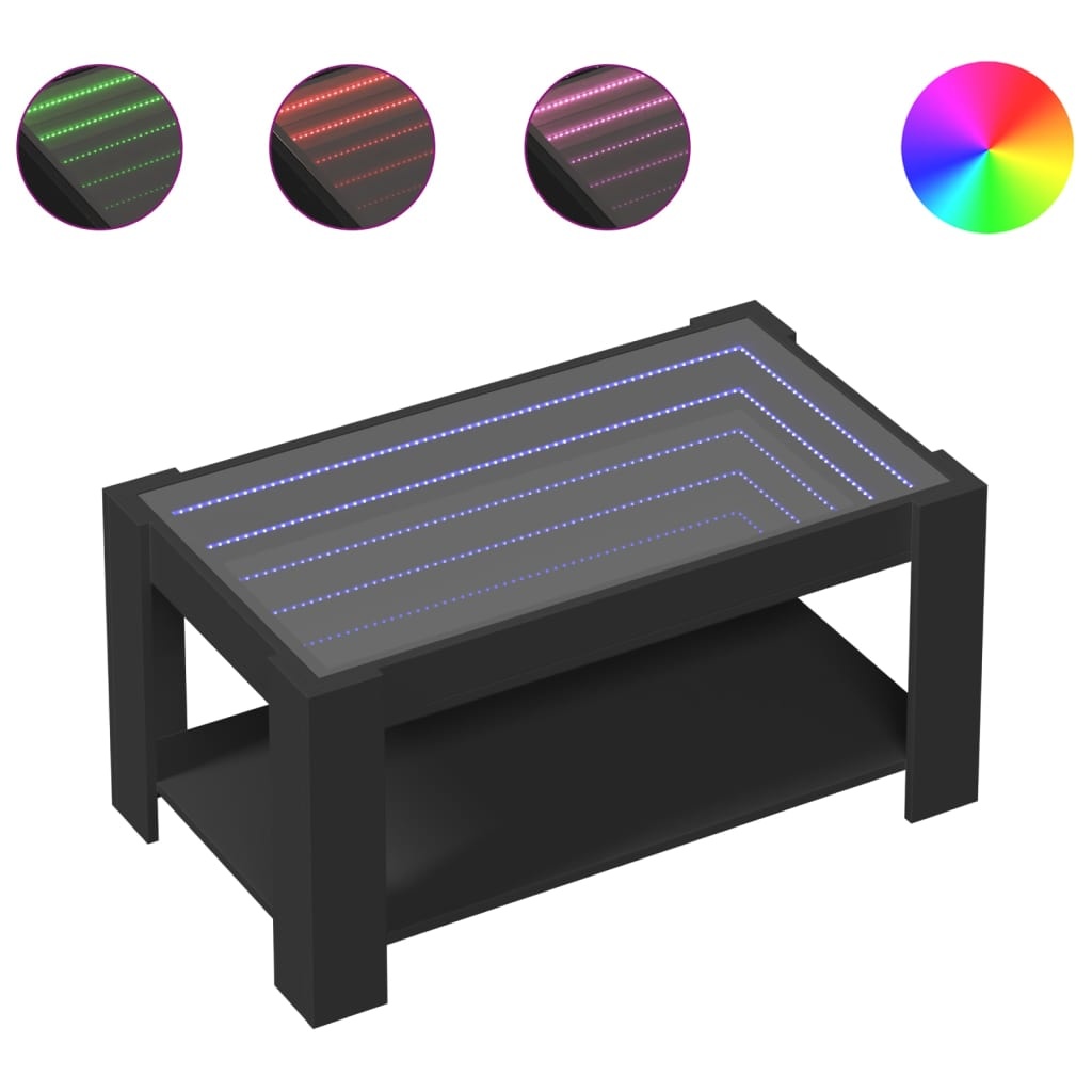 VidaXL Salontafel met LED 93x53x45 cm bewerkt hout zwart
