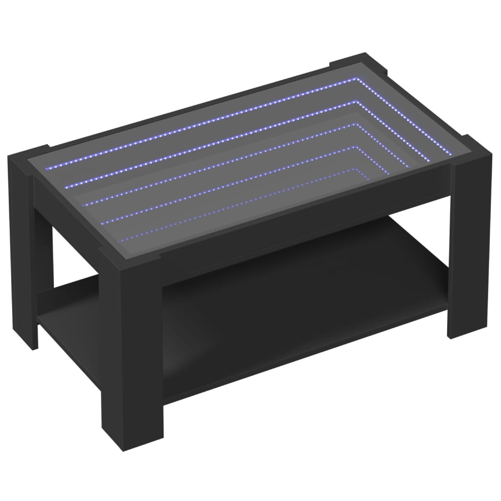 VidaXL Salontafel met LED 93x53x45 cm bewerkt hout zwart