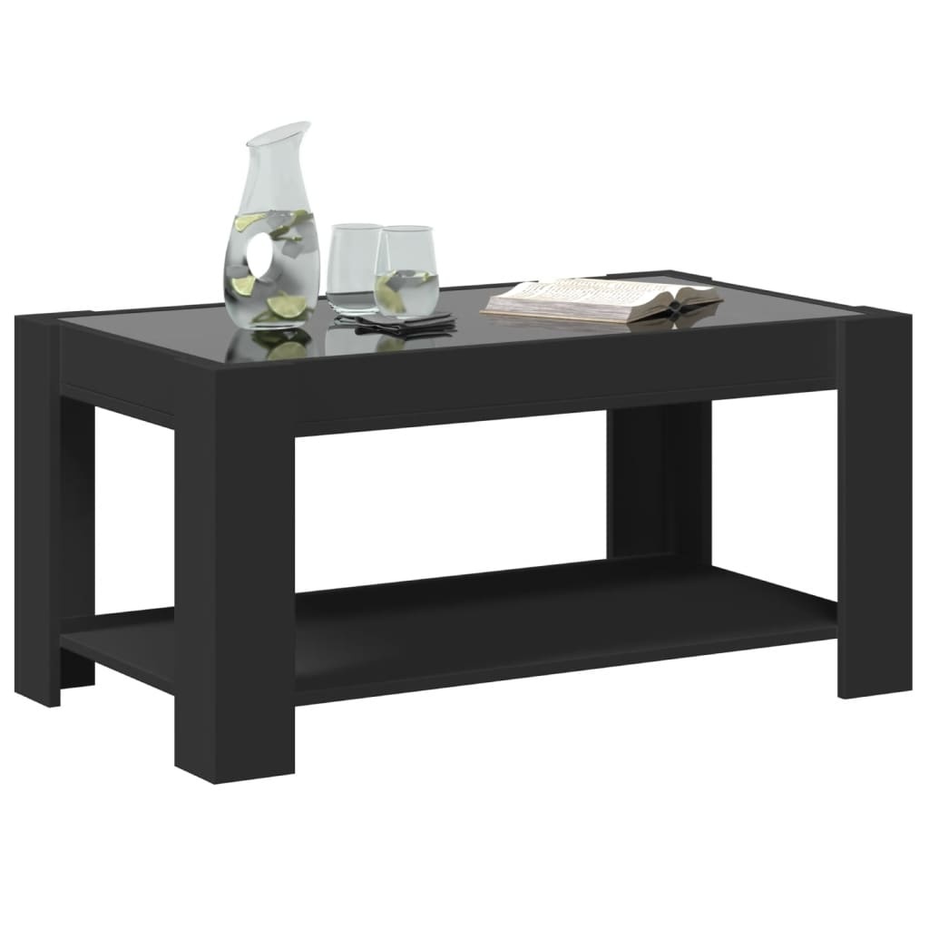 VidaXL Salontafel met LED 93x53x45 cm bewerkt hout zwart