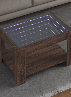 VidaXL Salontafel met LED 73x53x45 cm bewerkt hout bruin eikenkleurig