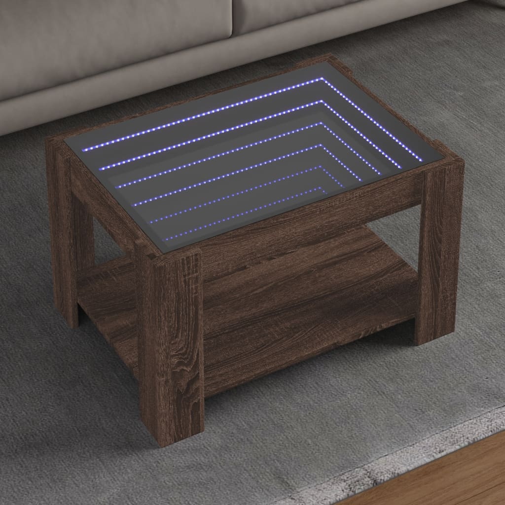 VidaXL Salontafel met LED 73x53x45 cm bewerkt hout bruin eikenkleurig