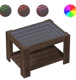 VidaXL Salontafel met LED 73x53x45 cm bewerkt hout bruin eikenkleurig