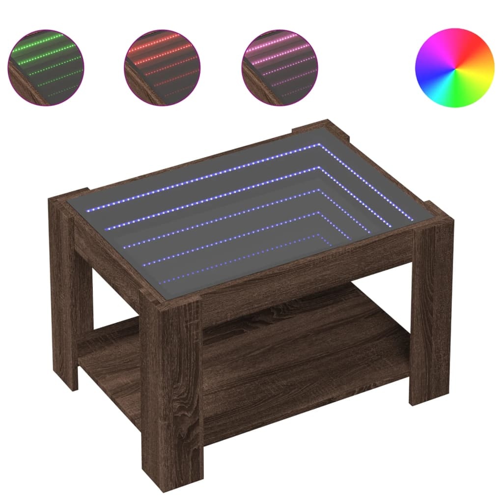 VidaXL Salontafel met LED 73x53x45 cm bewerkt hout bruin eikenkleurig