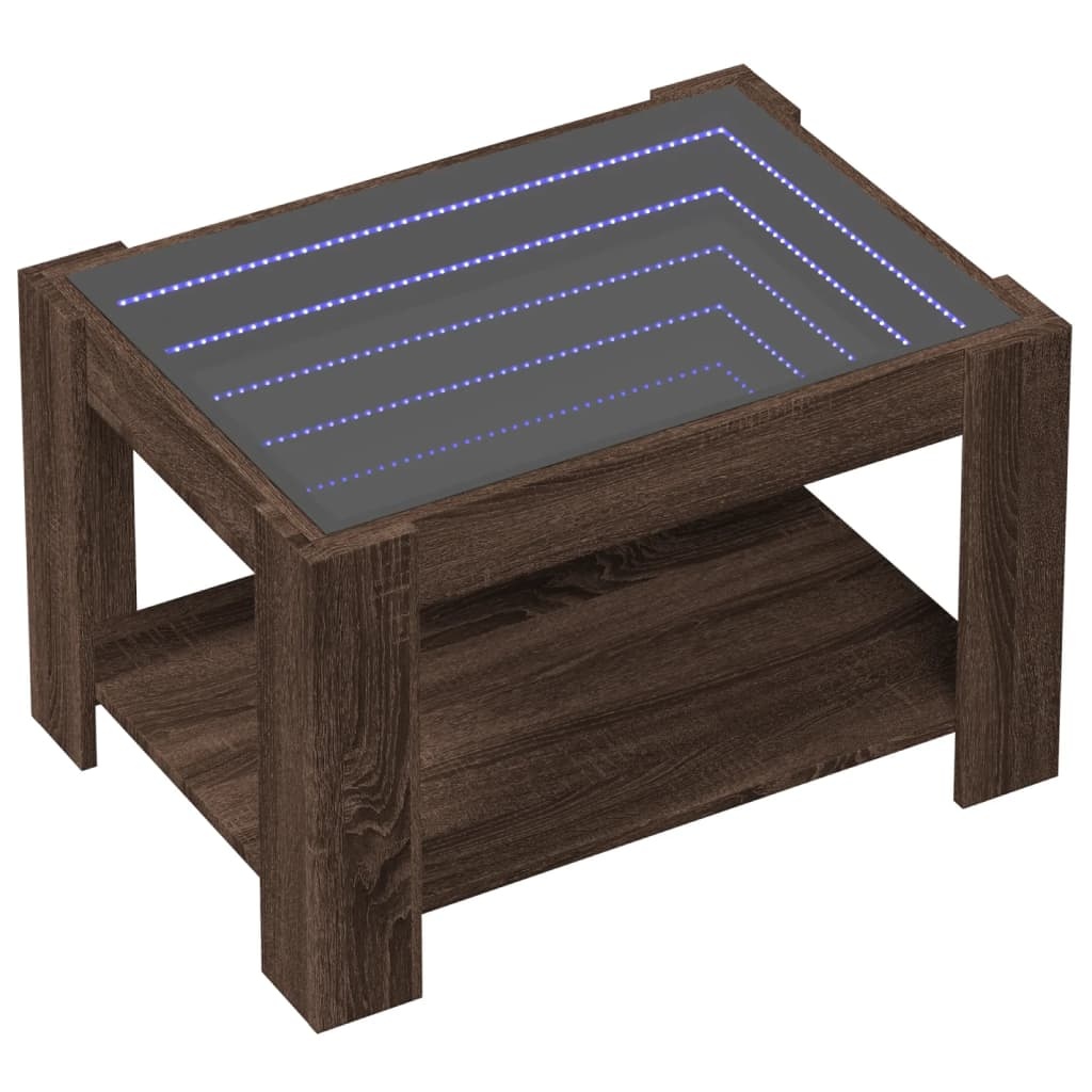 VidaXL Salontafel met LED 73x53x45 cm bewerkt hout bruin eikenkleurig