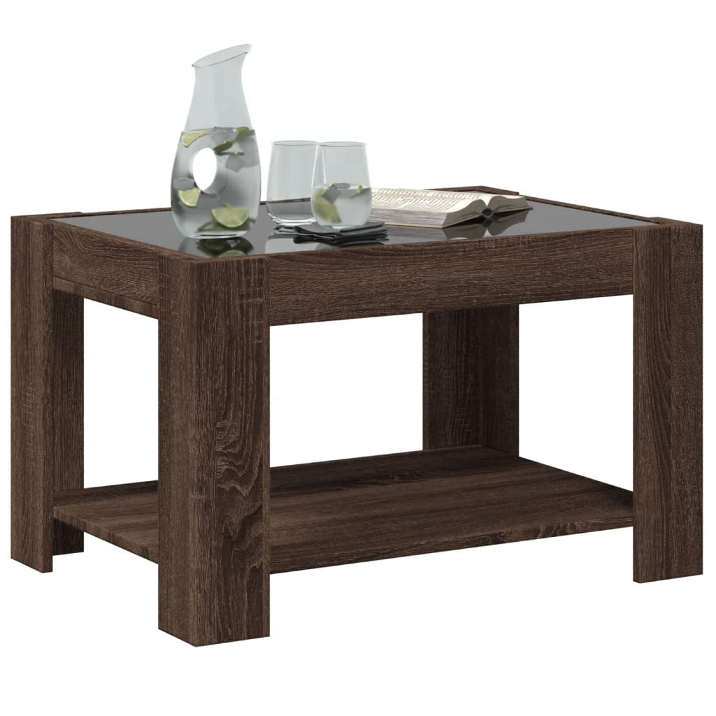 VidaXL Salontafel met LED 73x53x45 cm bewerkt hout bruin eikenkleurig