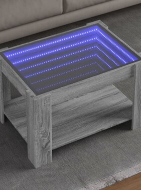 VidaXL Salontafel met LED 73x53x45 cm bewerkt hout grijs sonoma eiken
