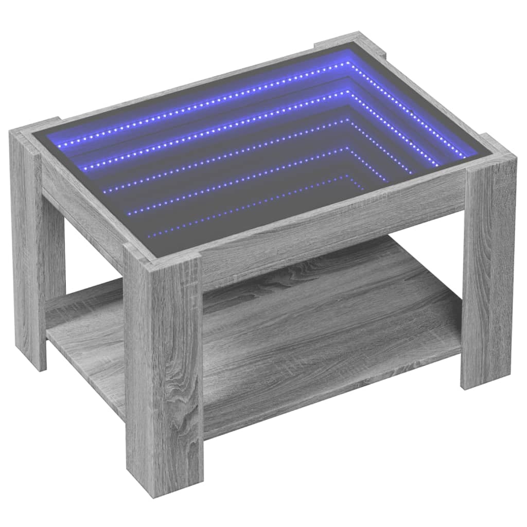 VidaXL Salontafel met LED 73x53x45 cm bewerkt hout grijs sonoma eiken