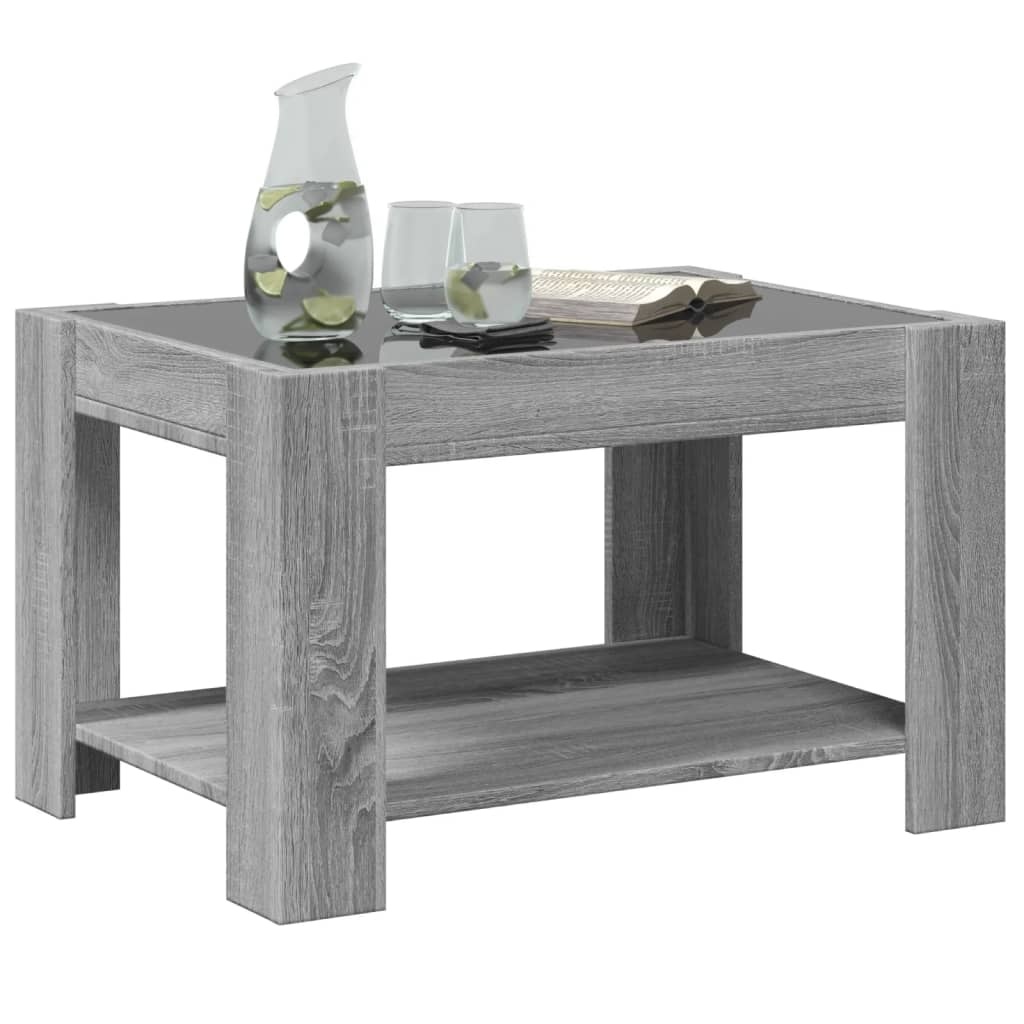 VidaXL Salontafel met LED 73x53x45 cm bewerkt hout grijs sonoma eiken