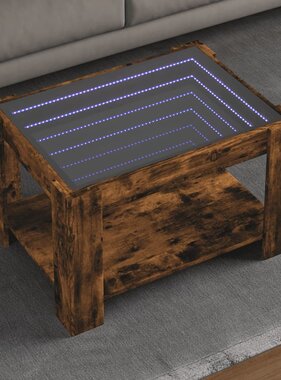 VidaXL Salontafel met LED 73x53x45 cm bewerkt hout gerookt eikenkleur