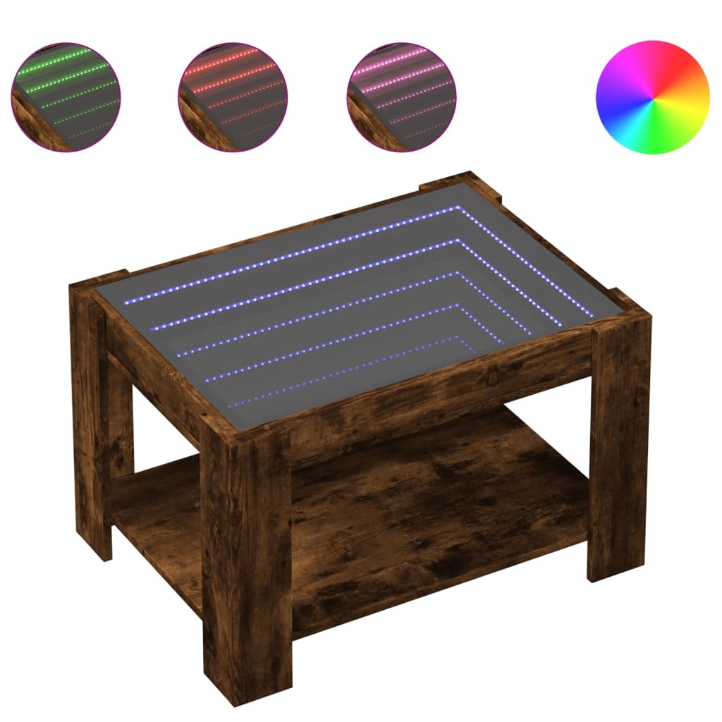 VidaXL Salontafel met LED 73x53x45 cm bewerkt hout gerookt eikenkleur