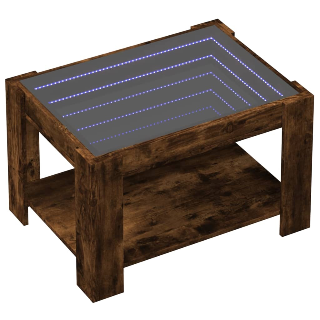 VidaXL Salontafel met LED 73x53x45 cm bewerkt hout gerookt eikenkleur