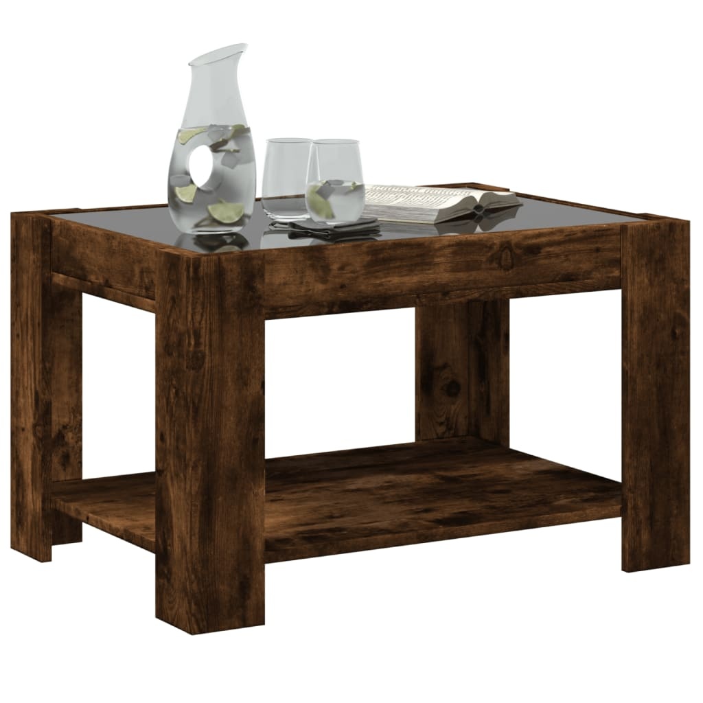 VidaXL Salontafel met LED 73x53x45 cm bewerkt hout gerookt eikenkleur