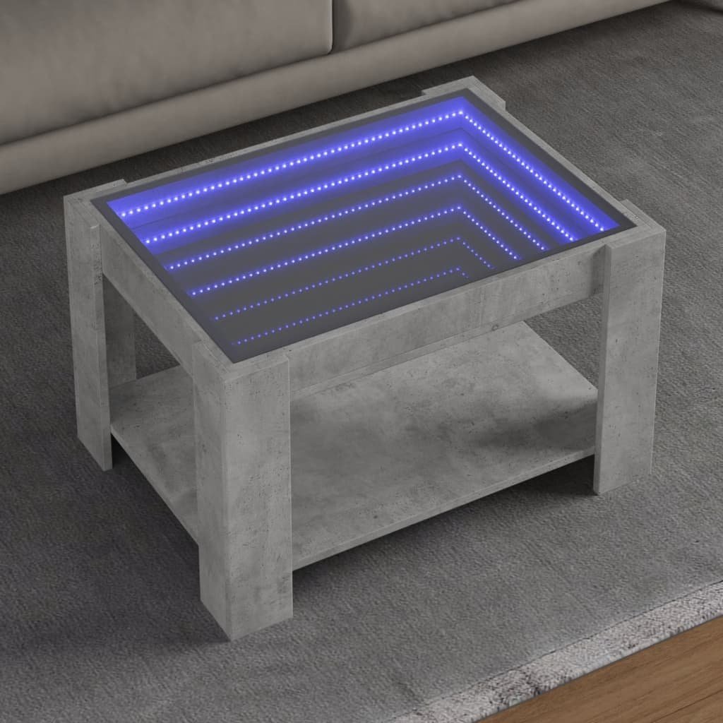 VidaXL Salontafel met LED 73x53x45 cm bewerkt hout betongrijs