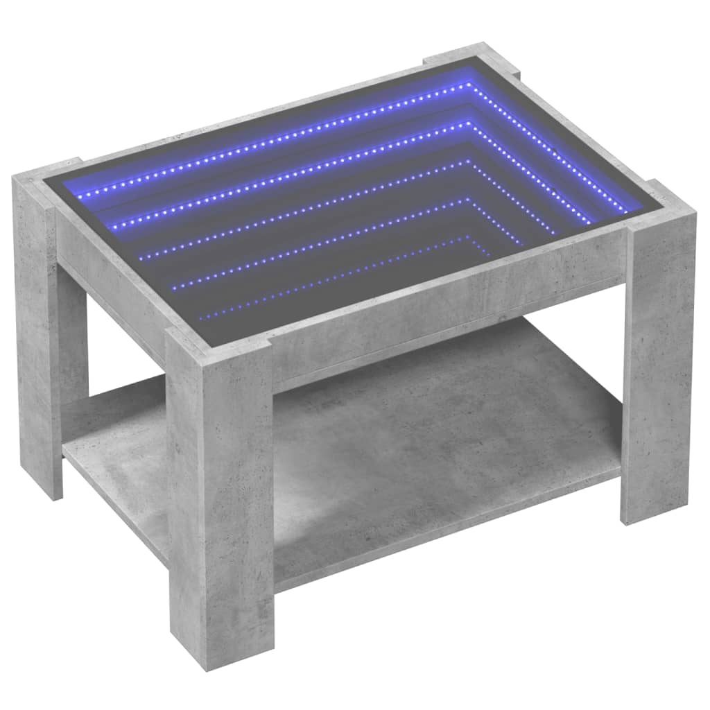 VidaXL Salontafel met LED 73x53x45 cm bewerkt hout betongrijs