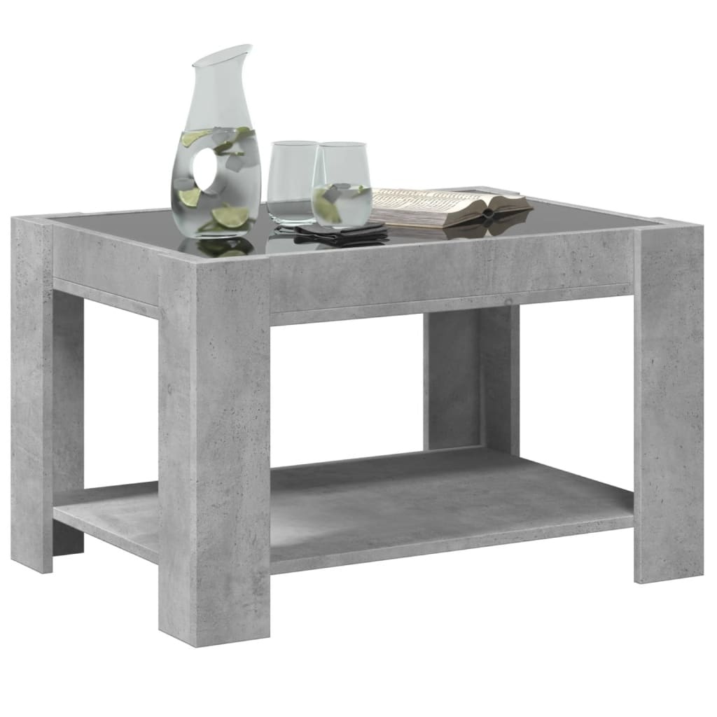 VidaXL Salontafel met LED 73x53x45 cm bewerkt hout betongrijs