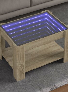 VidaXL Salontafel met LED 73x53x45 cm bewerkt hout sonoma eikenkleurig