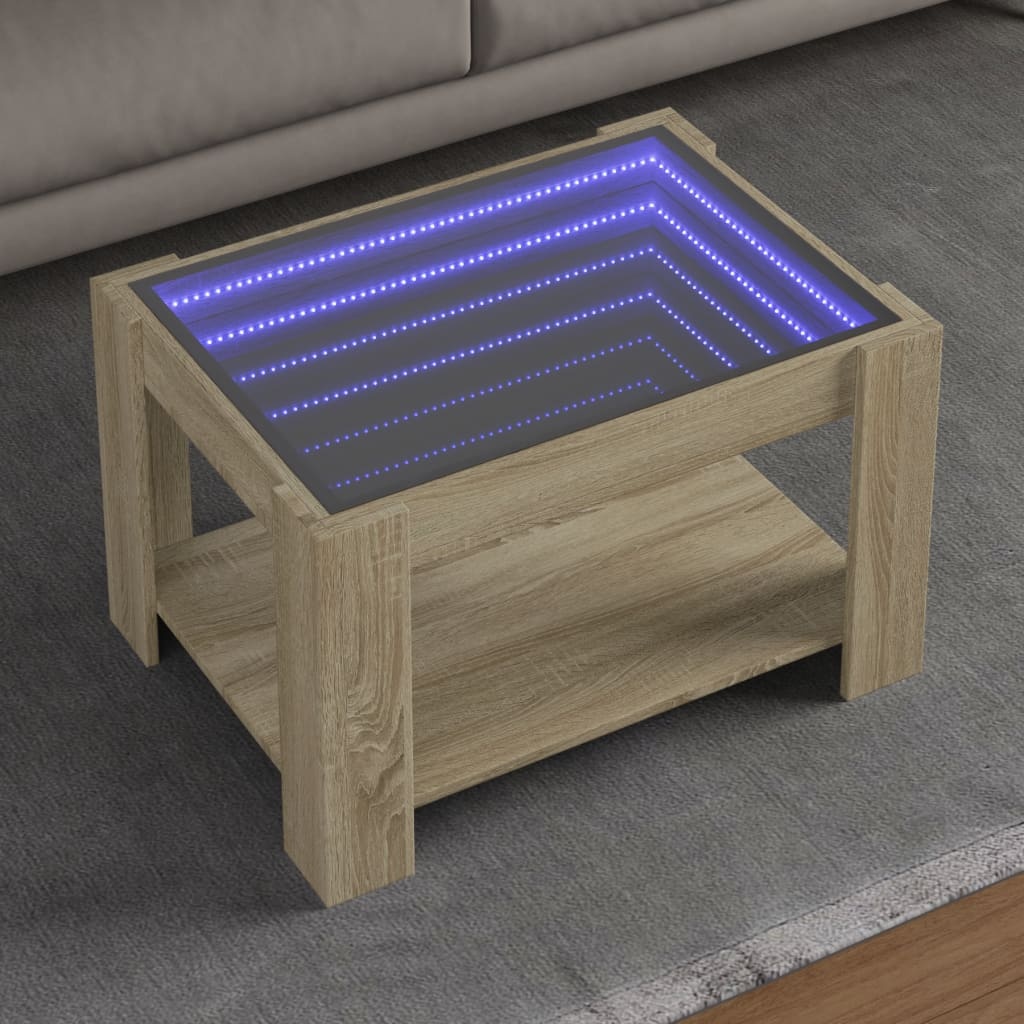 VidaXL Salontafel met LED 73x53x45 cm bewerkt hout sonoma eikenkleurig