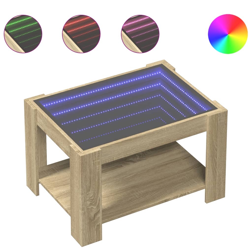 VidaXL Salontafel met LED 73x53x45 cm bewerkt hout sonoma eikenkleurig