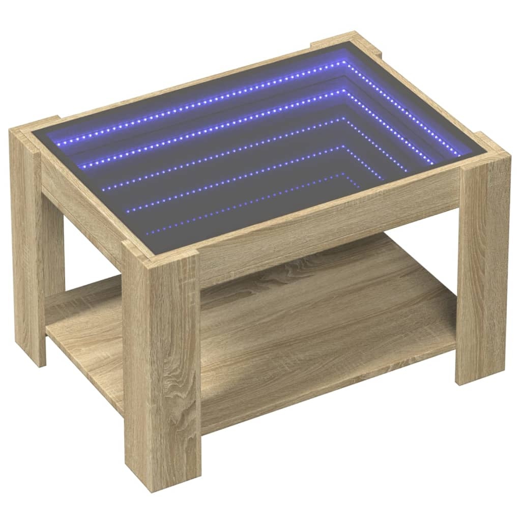 VidaXL Salontafel met LED 73x53x45 cm bewerkt hout sonoma eikenkleurig