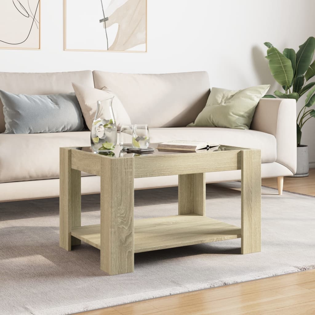 VidaXL Salontafel met LED 73x53x45 cm bewerkt hout sonoma eikenkleurig