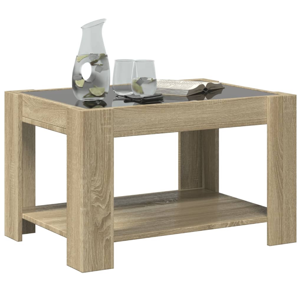 VidaXL Salontafel met LED 73x53x45 cm bewerkt hout sonoma eikenkleurig