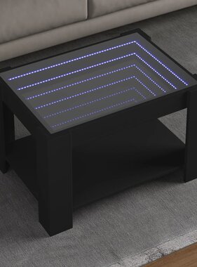 VidaXL Salontafel met LED 73x53x45 cm bewerkt hout zwart