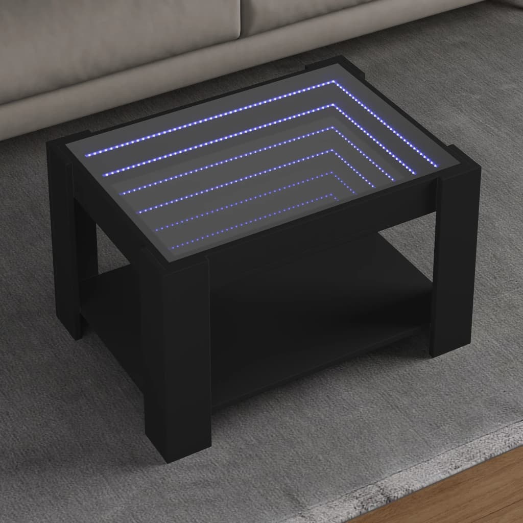 VidaXL Salontafel met LED 73x53x45 cm bewerkt hout zwart