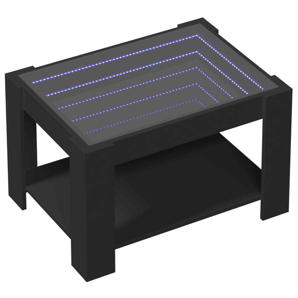 VidaXL Salontafel met LED 73x53x45 cm bewerkt hout zwart