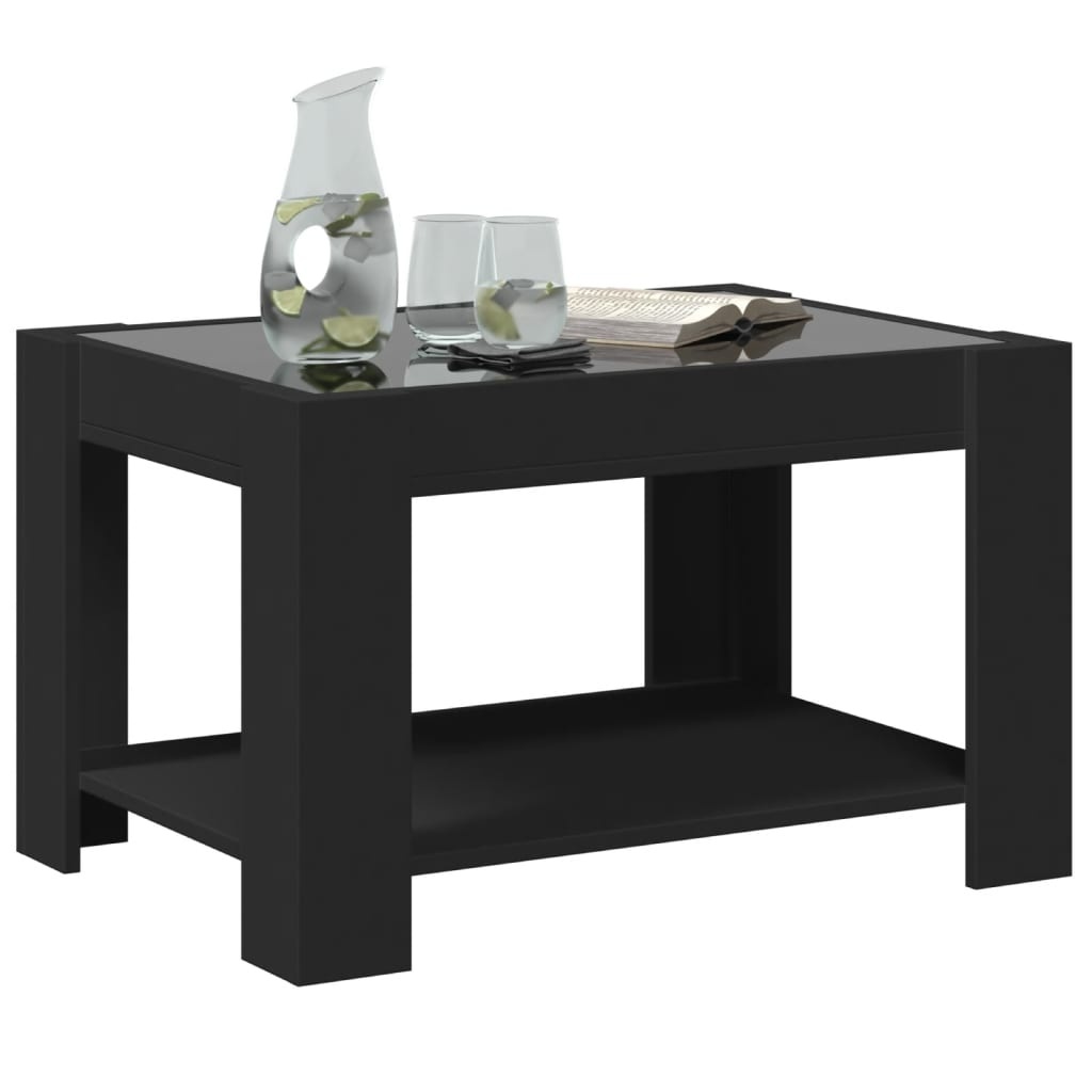 VidaXL Salontafel met LED 73x53x45 cm bewerkt hout zwart