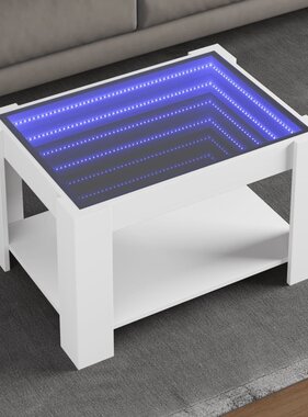 VidaXL Salontafel met LED 73x53x45 cm bewerkt hout wit