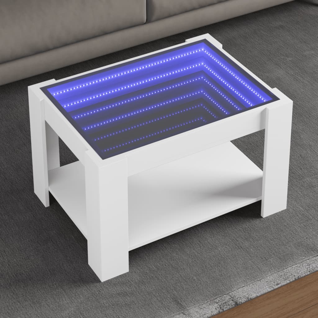 VidaXL Salontafel met LED 73x53x45 cm bewerkt hout wit