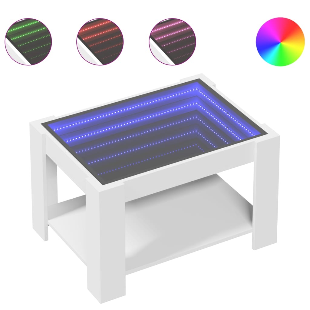 VidaXL Salontafel met LED 73x53x45 cm bewerkt hout wit