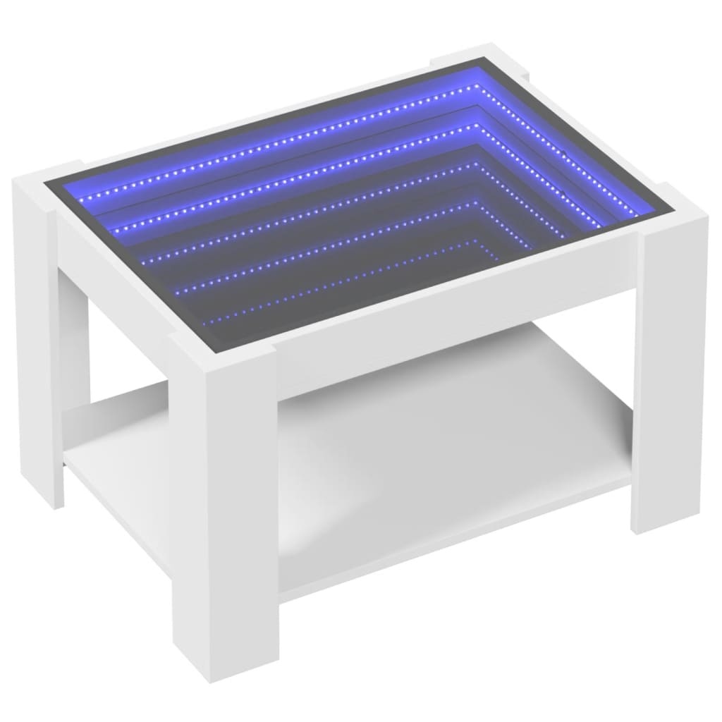 VidaXL Salontafel met LED 73x53x45 cm bewerkt hout wit
