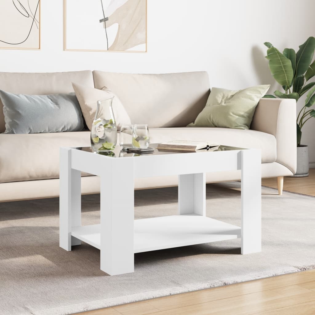 VidaXL Salontafel met LED 73x53x45 cm bewerkt hout wit