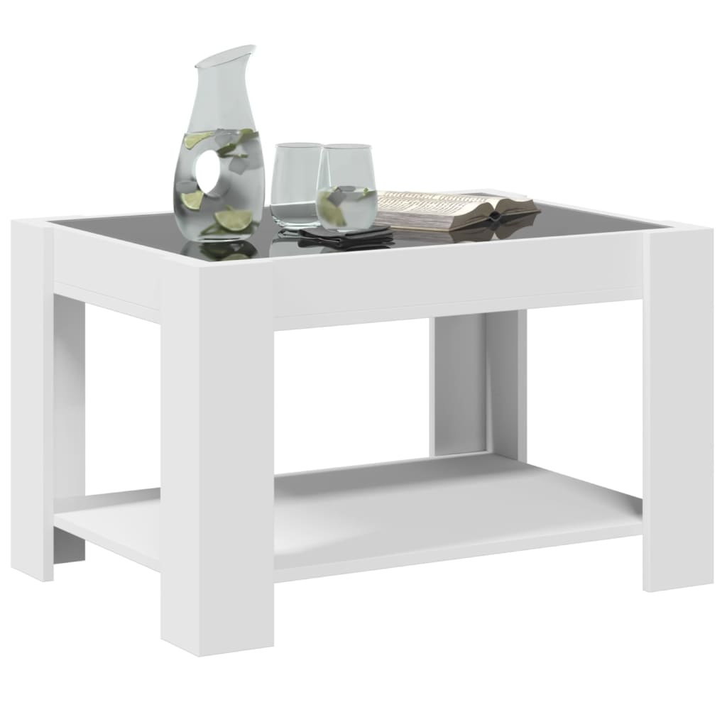 VidaXL Salontafel met LED 73x53x45 cm bewerkt hout wit