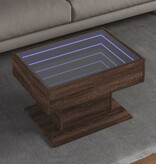 VidaXL Salontafel met LED 70x50x45 cm bewerkt hout bruin eikenkleurig